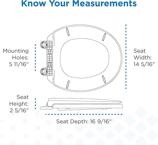 Gerber Round Front Toilet Seat with Cover, Soft Close, No Slam, Quick & Easy Install, Heavy-Duty Plastic, Durable & Fade-Resistant, White GC550129