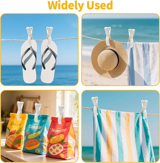 6pcs Towel Clips for Sun Loungers Large Beach Towel Clips Strong Grip Clothes Pegs Non-Slip Towel Pegs for Sun Lounger, Washing Line, Laundry, Pool Chairs, Sunbeds, with Drawstring Organizer