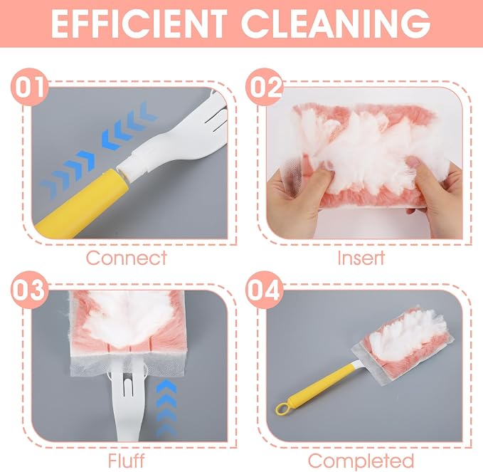 120 Pcs Duster Refills, Electrostatic Disposable Dusters Refills Compatible with Duster, Bulk Heavy Duty Dusters Refill for Blinds Ceiling Fans Furniture Multi-Surface Dusting (Pink)