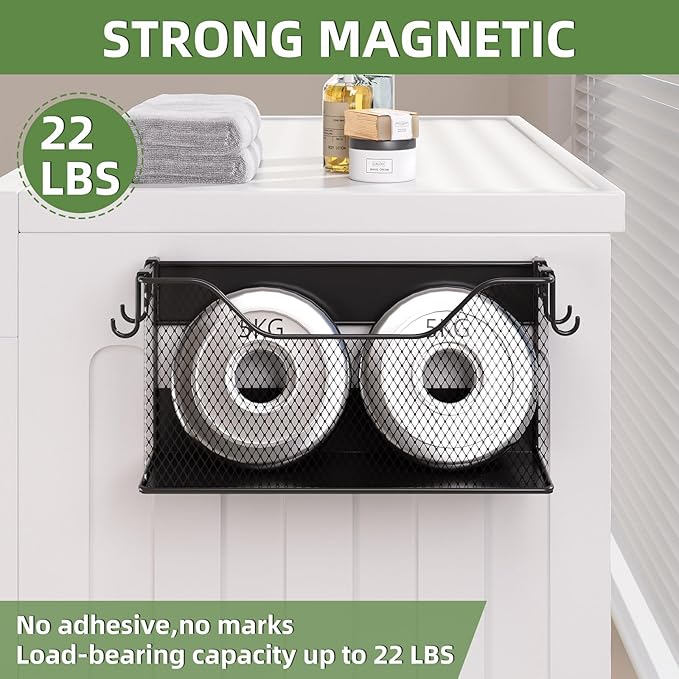Magnetic Baskets Shelf Bins Organizer Holder Storage Rack Containers for Fridge, Whiteboard, Locker - Home Kitchen Laundry Office School