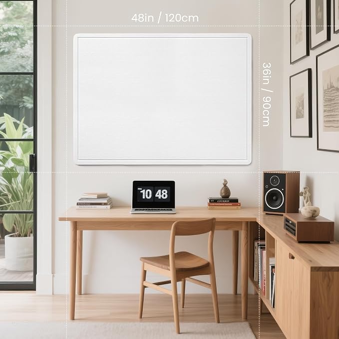 Felt Bulletin Board 48x36 inches, Decorative Pin Board for Home & Office | Cork Board Alternative for Wall with Push Pins, Display Mood Board for Photos, Notes & Reminders