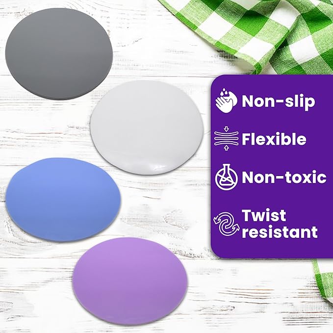 Gadgetime USA Jar Opener Gripper Pads (Pack of 4) - Round Non Slip Grippers for Jars, Lids & Bottles - Multipurpose Silicone Jar Lid Openers for Opening Jars for Weak Arthritic Hands & Seniors,