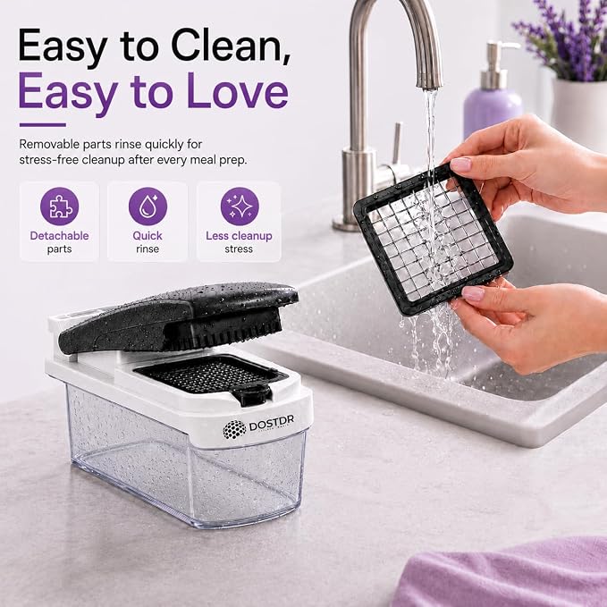 Compact Premium Vegetable Chopper, Mandoline Slicer, Veggie Chopper Food Chopper Container, Vegetable Cutter, Onion Salad Vegetable Chopper, Fruit Slicer, Shredding (White & Black)