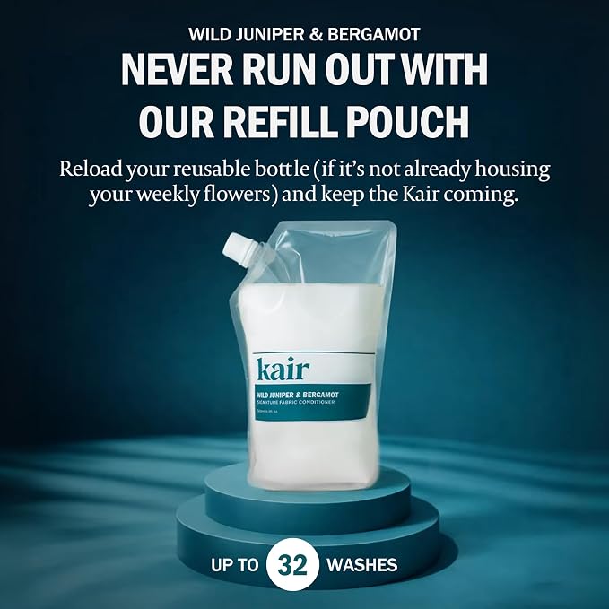 Kair Signature Fabric Conditioner, Wild Juniper & Bergamot, Fabric Softener | 16.9 fl oz plant-based Fabric Softener Refill; softens & protects fibers, pair with our Liquid Detergent