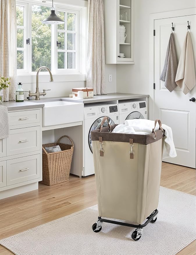 StorageWorks 160L Laundry Basket with Wheels, Rolling Hampers for Clothing