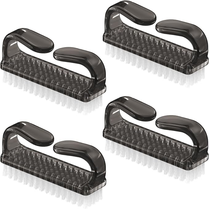 Larbois Handle Grip Nail Brush, Hand Fingernail Brush Cleaner Scrubbing Kit Pedicure for Toes and Nails Men Women (4 Pack)