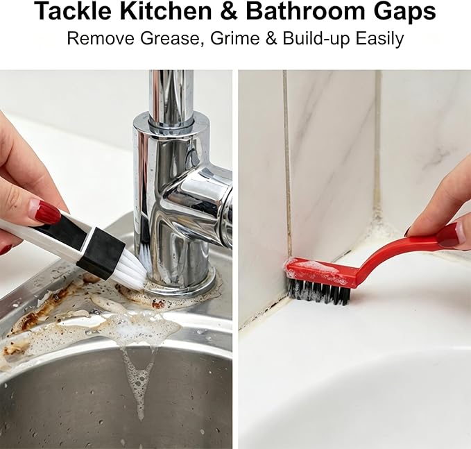 13 Pcs Window Track Cleaning Tools Set, Multifunctional Window Groove Cleaning Brush Kit, Hard Bristle for Sliding Door, Sill, Tile Lines, Shutter, Corner, Grout, Sink