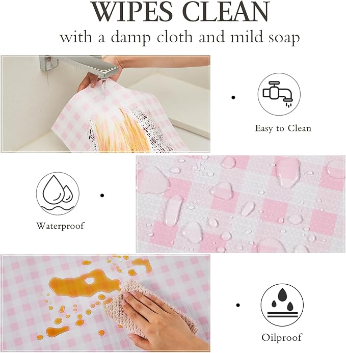 Beautysaid Shelf and Drawer Liner for Kitchen Cabinet Non Adhesive Non Slip | Shelf Paper Waterproof Washable Thickened for Dresser Pantry Shelve Bathroom Protector Liner(Pink Checker,23.6 in x 10 FT)