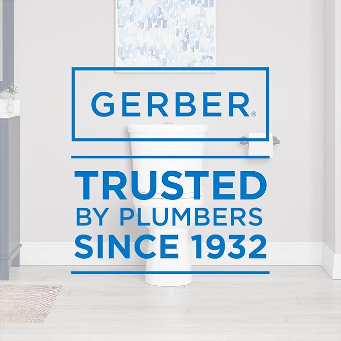 Gerber Maxwell Select Round Dual-Flush 1.0/1.28 GPF Two-Piece Toilet, ADA Chair Height, 12-in Rough-In, High Efficiency, Soft-Close Seat & Install Kit with Wax Ring, White, GRD49220E