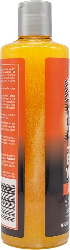Fast Orange 25716 Grease X Body Wash, Exfoliating & Hydrating Heavy Duty Shower Gel for Men and Women, Mechanic & Industrial Body Soap Removes Grime, Oil, Automotive Odors & More, Citrus Scent 16 Oz.