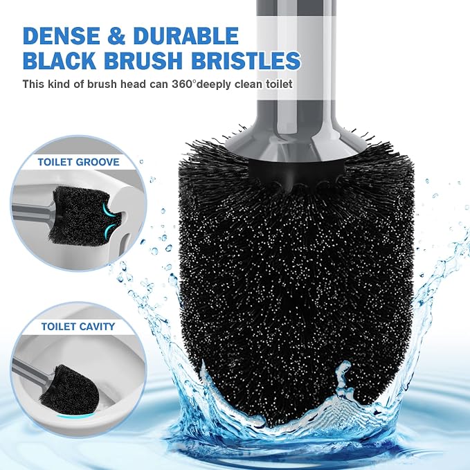 TRENTI Toilet Plunger and Brush with Holder, Bowl Brush and Heavy Duty Toilet Plunger Set for 5.7-inch Toilet Drain, 2-in-1 Bathroom Cleaning Combo with Modern Caddy Stand (Gray) | Toilet Plunger and Brush with Holder, Bowl Brush and Heavy Duty Toilet ...