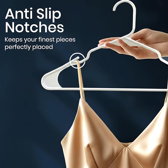 Utopia Home Plastic Hangers 50 Pack – Space Saving Clothes Hanger White | Durable & strong | Closet organizer & storage | Ideal for apartments, dorms & stocking stuffers