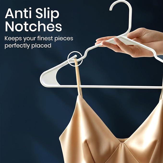 Utopia Home Plastic Hangers 30 Pack – Space Saving Clothes Hanger White | Durable & strong | Closet organizer & storage | Ideal for apartments, dorms & stocking stuffers