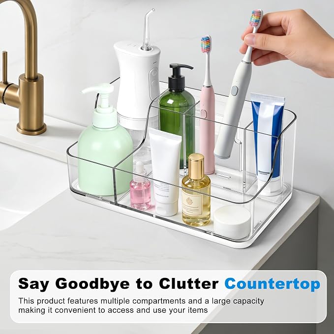 White Cosmetic Storage Box Dressing Table & Bathroom Counter Storage Lipstick & Brush Beauty Organizer Dressing Table Skincare Organizer Suitable for Bathroom, Living Room, and Kitchen Storage