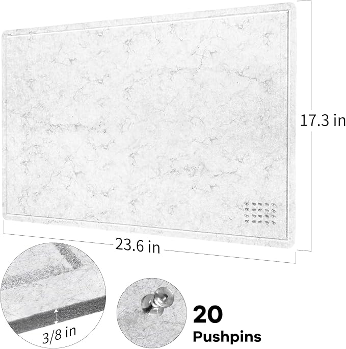 Felt Bulletin Board 24x18 inches, Decorative Pin Board for Home & Office | Cork Board Alternative for Wall with Push Pins, Display Mood Board for Photos, Notes & Reminders