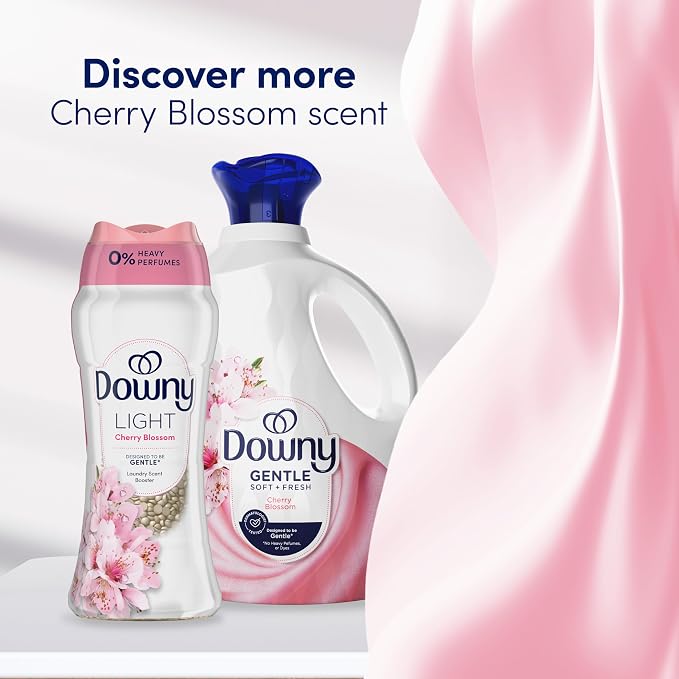 Downy Gentle Soft + Fresh Fabric Softener Liquid, Liquid Fabric Softener Designed to be Gentle on Skin, Cherry Blossom Scent, 93 fl oz, 138 loads