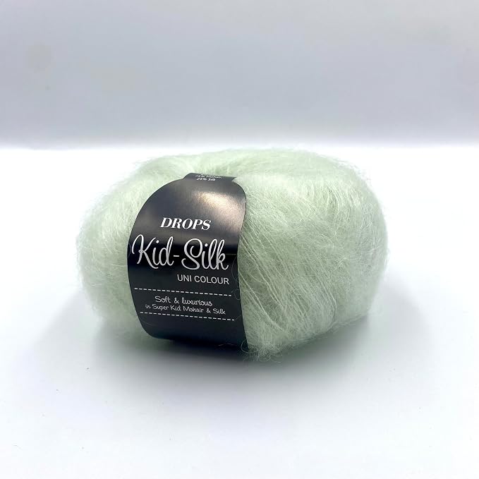 Drops Mohair and Silk Yarn Kid-Silk, 0 or Lace, 2 Ply, 0.9 oz 230 Yards per Ball (47 Pistachio Ice Cream)