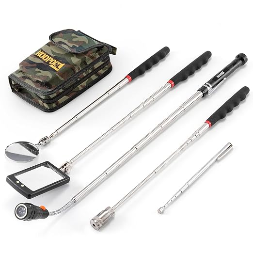 Telescoping Magnetic Pickup Tool Set, Inspection Mirror Telescoping, LED Flashlight, Cool Gadgets for Men, Stocking Stuffers, Gifts for Dad, Husband, Kids, Boyfriend, Magnet Stick (Camo)