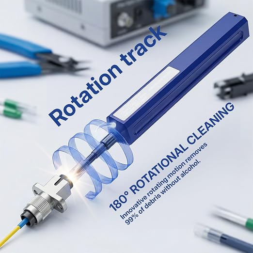Fiber Optic One-Click Cleaner Pen, Push-Type Connector End Face Cleaning Tool, Up to 800 Uses, Anti-Static Design for LC or SC/FC/ST Connectors (1, LC/MU)