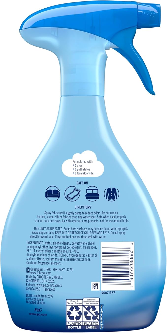 Febreze Fabric Spray Air Freshener, Odor-Fighting Fabric Refresher, Sneaker Balls Alternative, Couch Cleaner, Linen Spray, Multi-Use, Extra Strength Scent, 23.6 fl oz