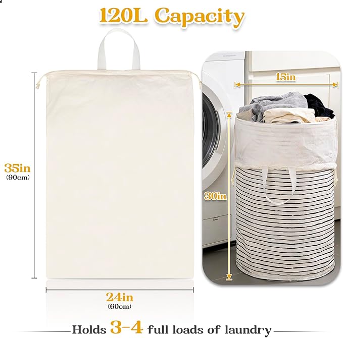 Extra Large Heavy Duty Laundry Bag for Dorm & Family | Tear-resistant 120L hamper liner holds 40lbs. Perfect washable sack for college dorms, laundromats, and seasonal storage