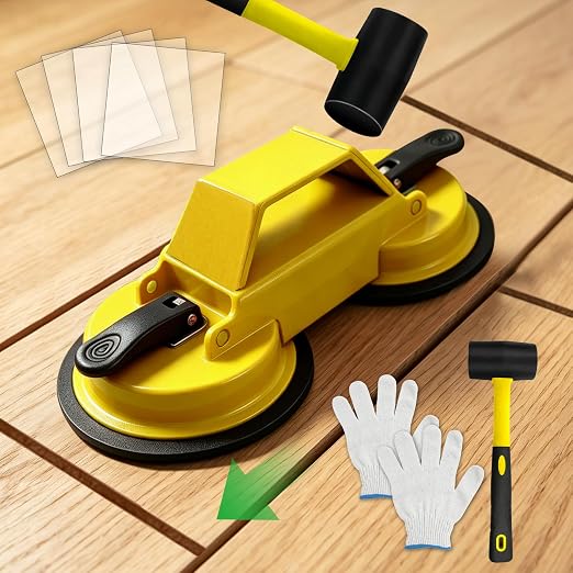 Floor Gap Fixer Tool to Fix a Floor, Vinyl Floor Repair Kit with Strong Suction Cups, Laminate Flooring Tools, Includes Plank Grabber and Mallet