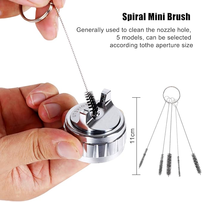17pcs Multi-Purpose Spray Gun Cleaning Kit,Nylon Brushes Paint Gun Cleaning Kit Mini Brushes & Needles for Clean Airbrush Nozzles Spray Guns Tattoo Equipment (17)