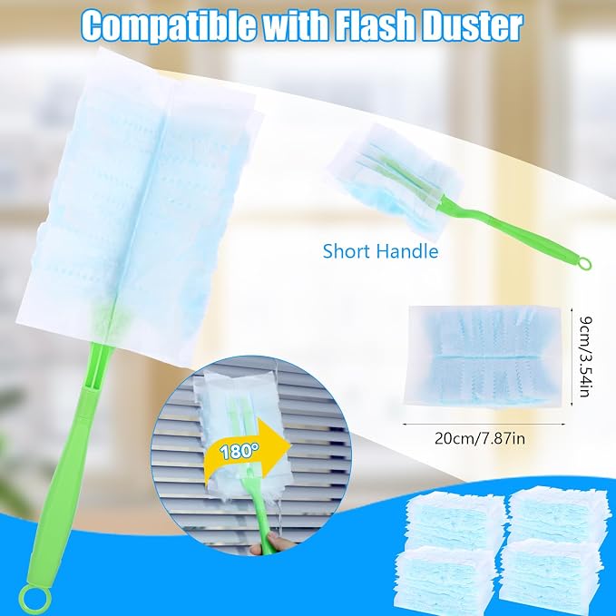 30PCS Disposable Dusters Refills Compatible with Swiffer,180 Degree Electrostatic Disposable Replacement Head for Home,Office,Ceiling Fans,Blinds and Furniture Dusting (Pack of 2)