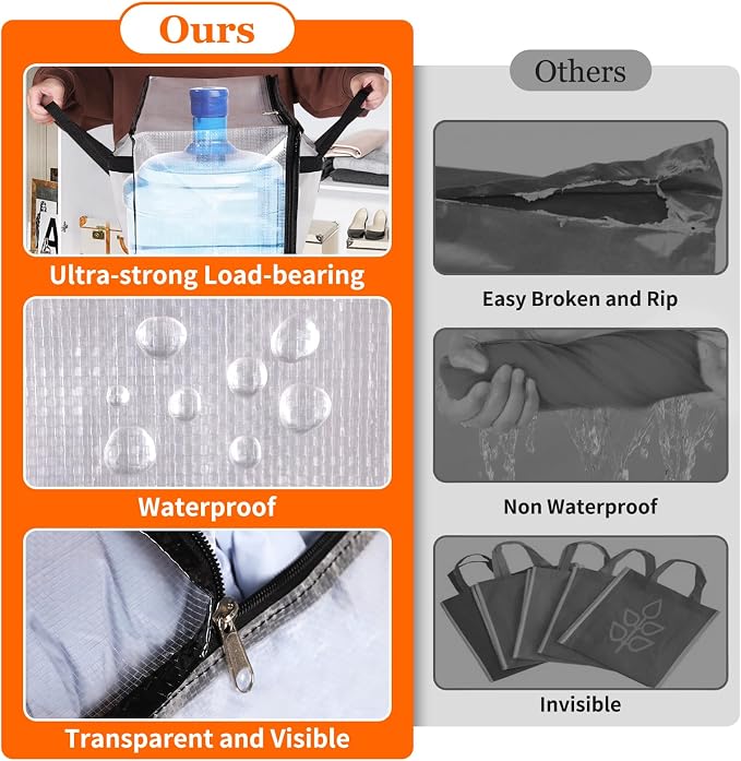 TasticTotes 8 Pack Clear Storage Bags for Comforter, 90L Long | Plastic Blanket Storage with Zipper & Handle, Foldable Moving Bags, Closet Organizer and Under-Bed Storage Containers