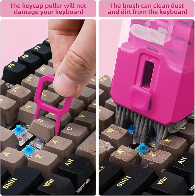 Ordilend Keyboard Cleaner Laptop Cleaning Kit, Car Accessories for Women Interior, Desk Accessories Office Supplies for Women, Patented Camera Cleaning Kits, HotPink