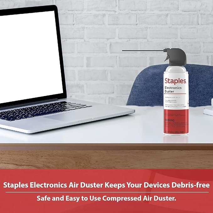 Staples Compressed Air Duster, 10 Oz Cans, 2-Pack | For cleaning electronics, keyboards, and office devices of dust and debris.