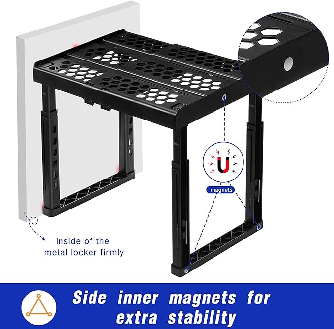 Piffny Locker Organizer Shelf， Adjustable Width and Height, Ideal Locker for School, Office, and Gym Lockers (Magenta 2 Pack)