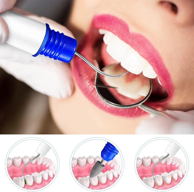 4pcs Teeth Stain Remover Travel Picks Mini Holder Reusable Portable Pocket Tool Set Remove Plaque Tartar Cleaning Kit with Chain