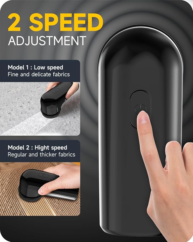 Ruidla Fabric Shaver Lint Remover, Sweater Shaver to Remove Pilling | Lint Shaver with 2-Speed Power Adjustment, Fuzz Shaver for Clothes Balls-Battery Operated, Easy Removable Bin for Fuzz(Black)