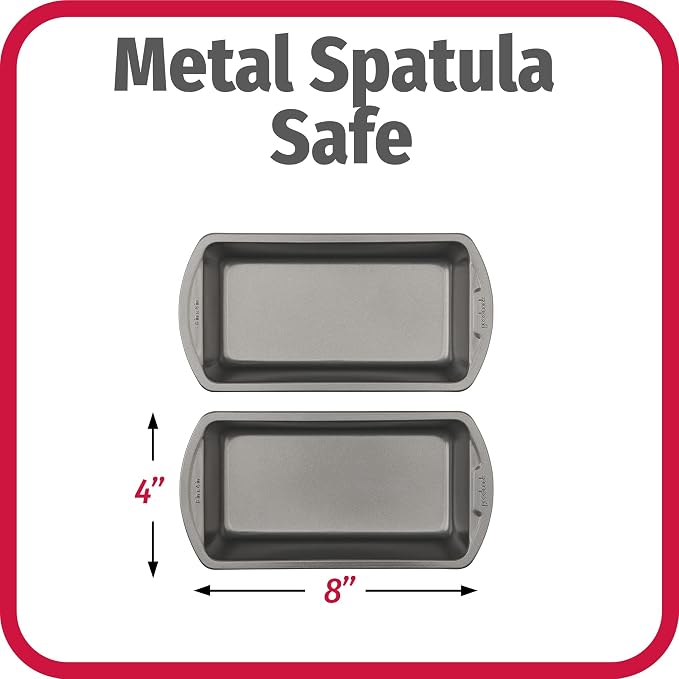 GoodCook Nonstick Loaf Pan 8 x 4-Inch Heavy-Duty Steel Bakeware with Easy-Clean Non-Stick Coating,Oven & Dishwasher Safe Pan for Meatloaf Breads Lasagnas Casseroles & More,Set of 2,Gray,(Pack of 12)