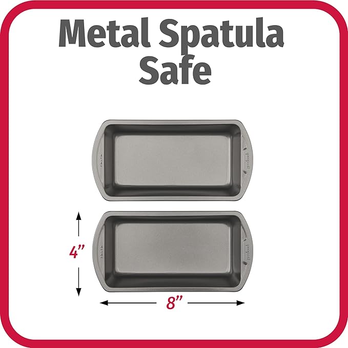 GoodCook Nonstick Loaf Pan 8 x 4-Inch Heavy-Duty Steel Bakeware with Easy-Clean Non-Stick Coating, Oven & Dishwasher Safe Pan for Meatloaf Breads Lasagnas Casseroles & More, Set of 2, Gray