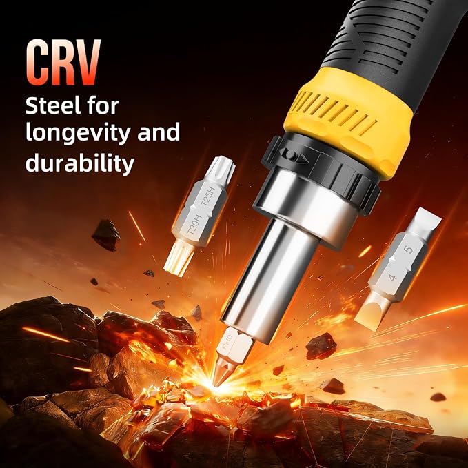 26-in-1 Ratcheting Screwdriver Set Multi Screwdriver Tool Kit | All in 1 Ratchet Screwdriver, 12 Double Ended CRV Bits Phillips Slotted Torx Hex, Portable Tool for Home Bike Computer Repair