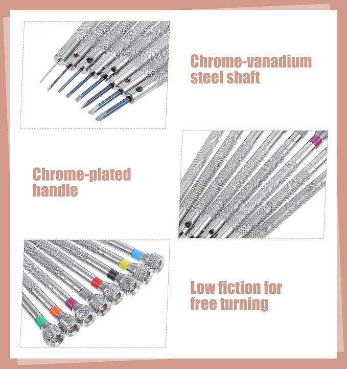 Watch Link Screwdriver, 0.6-2.0 mm Precision Watch Repair Screwdriver Set | 8Pcs Watchmaker Screwdriver Set, Small Flathead Screwdrivers for Watch, Eyeglasses, Electronics Repair, Jewelry