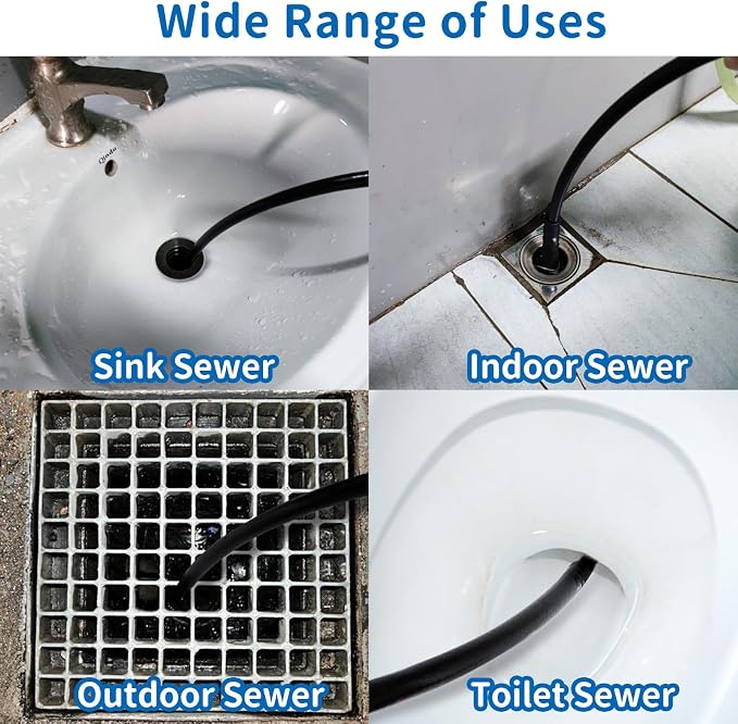 NAMOTEK Sewer Jetter Kit for Pressure Washer 50FT Drain Cleaner Hose 5800PSI NPT 1/4 Inch Hose Button Nose and Rotating Sewer Jetting Nozzle, Orifice 4.0, 4.5