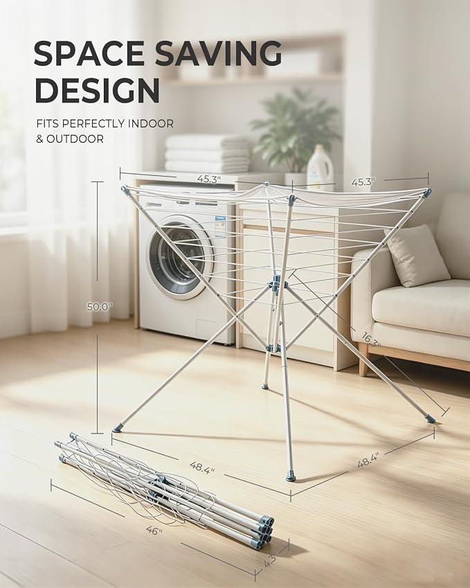 JS HANGER Clothes Drying Rack with Mesh Top, Foldable Laundry Drying Rack Indoor Outdoor, Space-Saving Flat Air Drying Rack for Sweater, Delicates, Small Items & Everyday Clothes