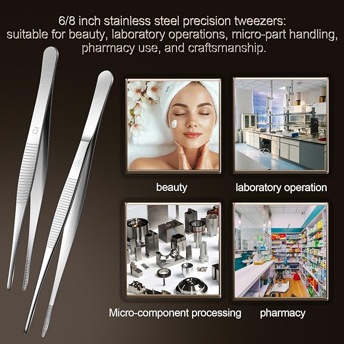 Aniso long tweezers with precision serrated kitchen tweezers tongs for barbecue and hand-made stainless steel cooking tweezers（12 inches）