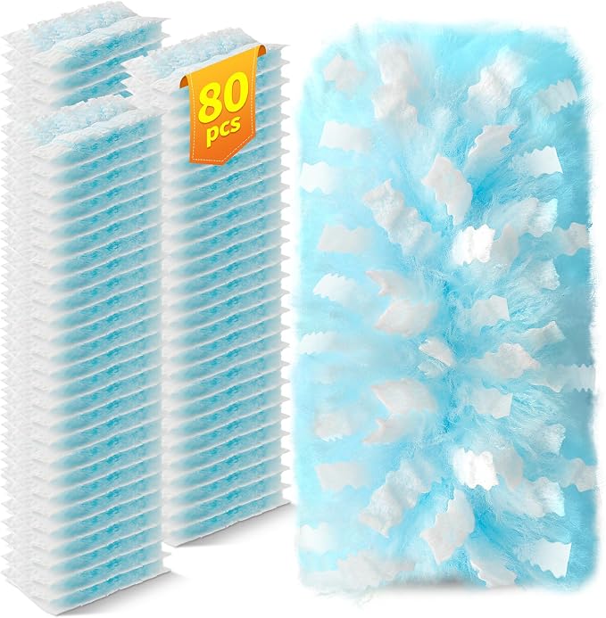 80 Count Duster Refills Compatible with Swiffer Duster, 180° Disposable Multi-Surface Microfiber Cleaning Dusters, Unscented