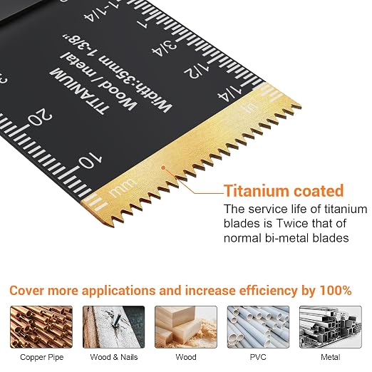 23PCS Titanium & Carbide Multitool Blades Oscillating Tool Saw Blades Heavy Duty for Hard Material, Metal/Steel Nails/Bolts/Screws Fit Most Oscillating Tools