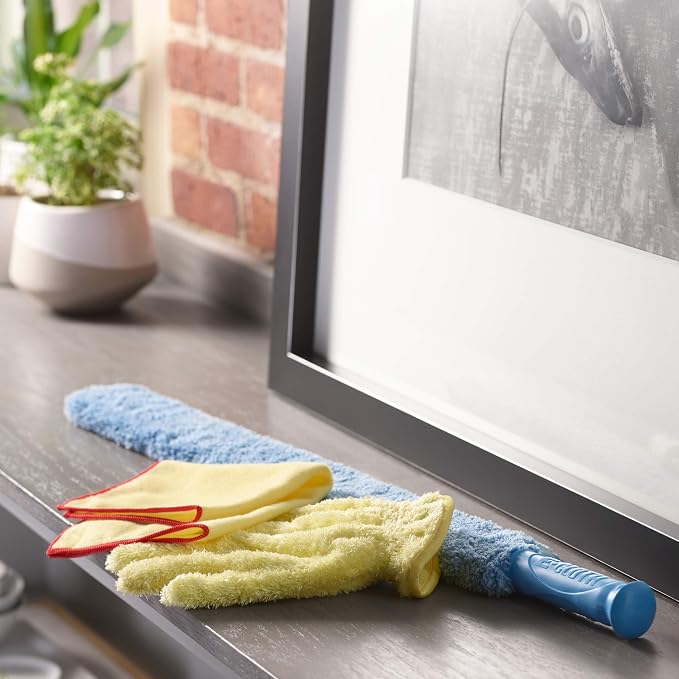 E-Cloth Cleaning & Dusting Wand, Reusable Duster - Blue, 1 Pack | Long Hand Dusters for Cleaning, Washable, Cleans Dust & Pet Hair, Flexible Foam for Hard-to-Reach Ceiling Fan Blades