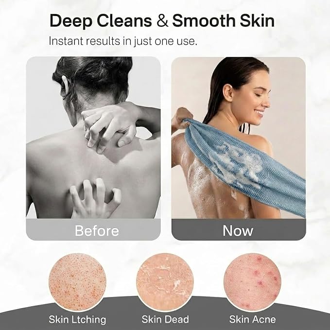 3 PCS Exfoliating Washcloth Towels - Exfoliating Body Scrubber Exfoliator, Back Scrubber for Shower Bath Use, Japanese & Korean Scrub Wash Cloths, Loofah Lufa Sponge Washer for Women Men