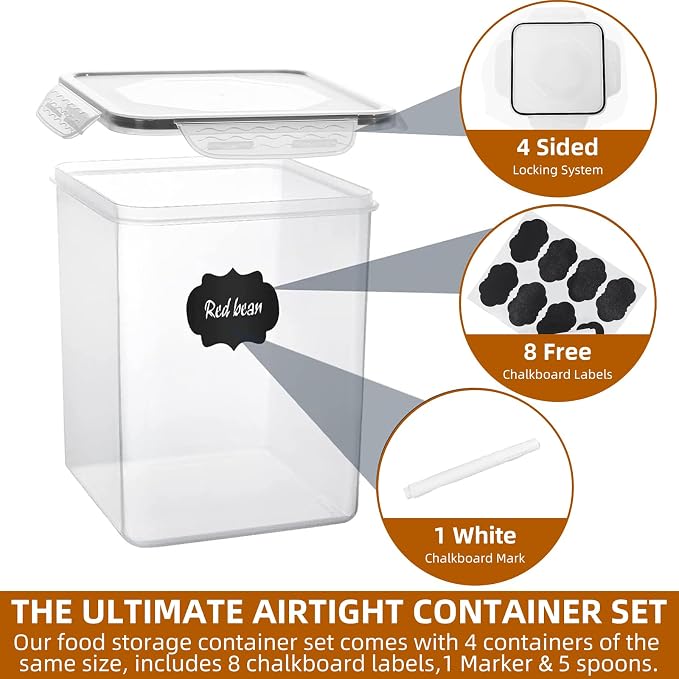 4 Pack Airtight Food Storage Containers