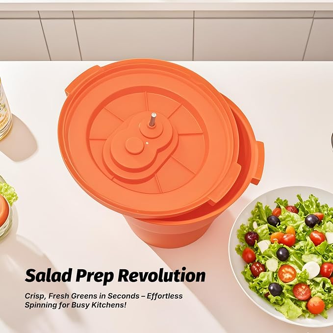 Commercial Salad Spinner 2.5 Gal / 10 Qt Heavy Duty Manual Lettuce Dryer with Stainless Steel Shaft, Large Capacity Vegetable Dryer Basket with Brake & Drain System for Restaurant Kitchen & Food Prep