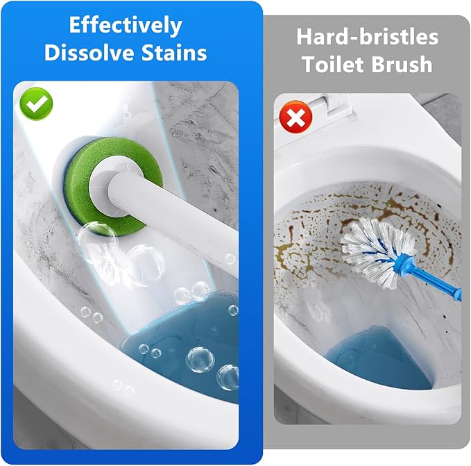 2 Pack Disposable Toilet Brush and Holder Set with 48 Wand Refills, Wall Mounted Toilet Bowl Cleaning Brush, Hygienic Bathroom Toilet Scrubber Kit
