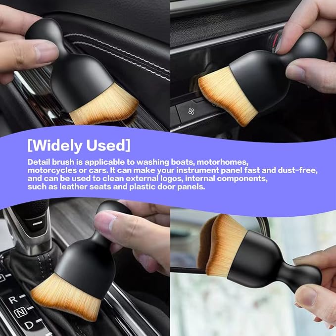 AOCISKA Car Interior Detailing Brush,Soft Bristle Cleaning Brush Car Detailing Brush Dusting Brush,Car Interior Cleaning Tool,Auto Detail Brush Car Dash Duster Brush (Black&White)