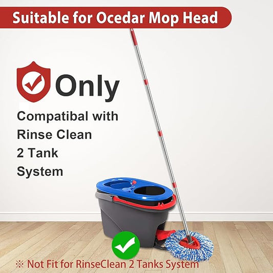 Spin Mop Set Compatible with O Cedar Rinse Clean 2-Tank System, Include 2 Blue Mop Heads Replacements, 1 Base, 1 Mop Handle (30-58in) Combo, Microfiber Spin Mop Replacement Head Replacement